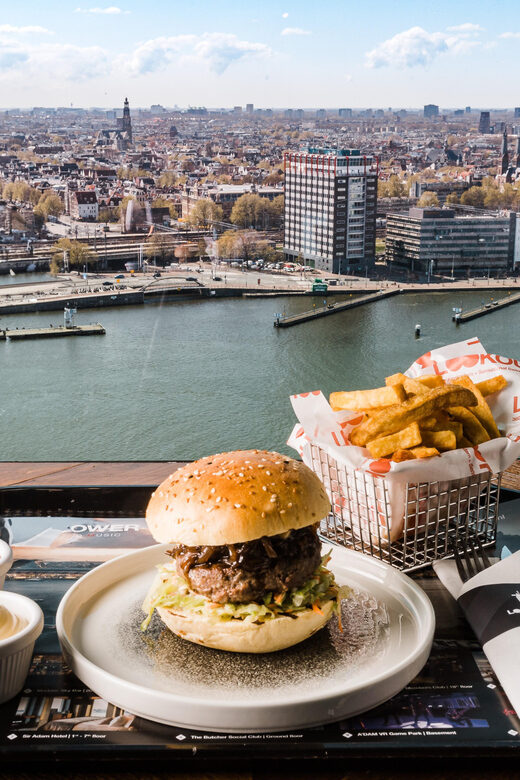 Amsterdam: A'DAM Lookout Entry Ticket with Burger - What You’re Really Buying for $41: Views Plus a Meal