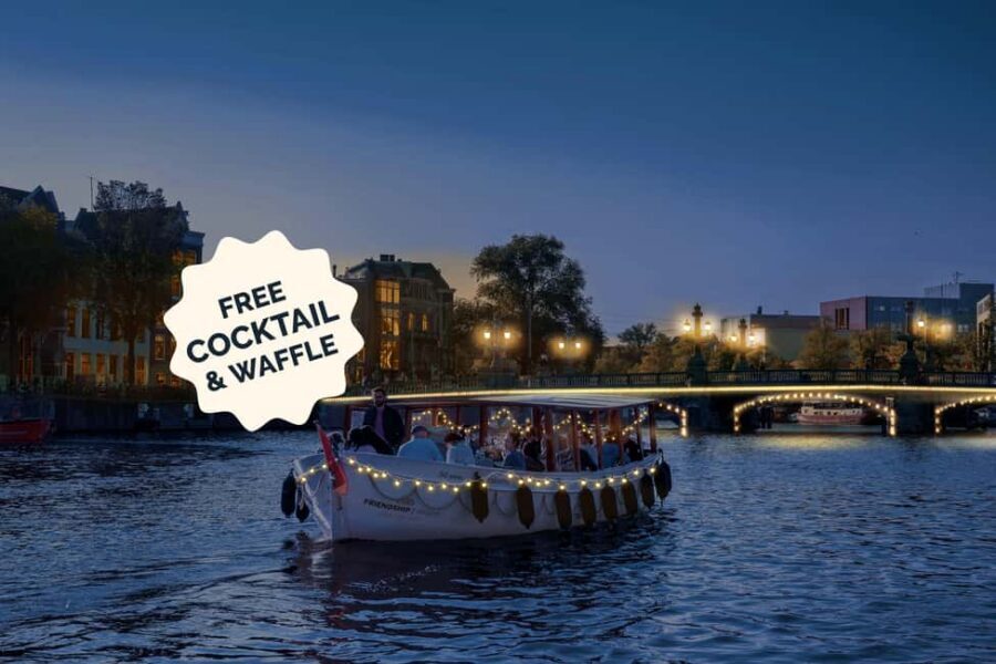 Amsterdam: Evening Lights Cruise incl. Cocktail & Waffle - What You Get Included: Cocktail, Stroopwafel, Heated Seating