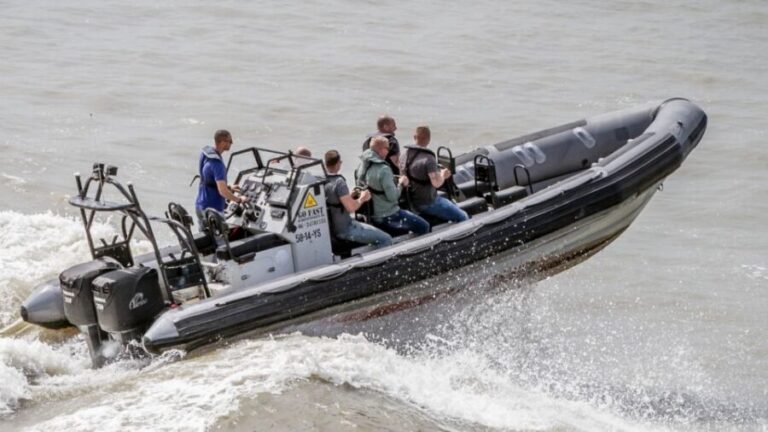 The Hague: Scheveningen Beach RIB Speedboat Tour - The 9-meter RIB setup: life vests, two Yamaha engines, and a clean first impression